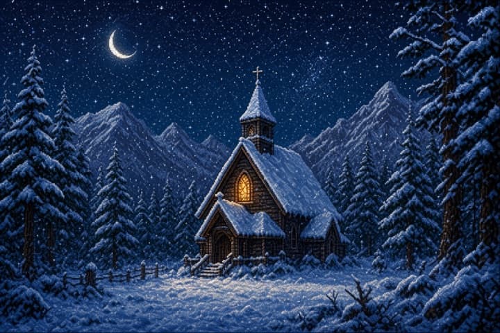 Reading-plan cover: a snow-lit chapel beneath a crescent moon.